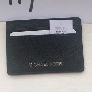 NWT MICHAEL KORS MK Card Holder Wallet Black